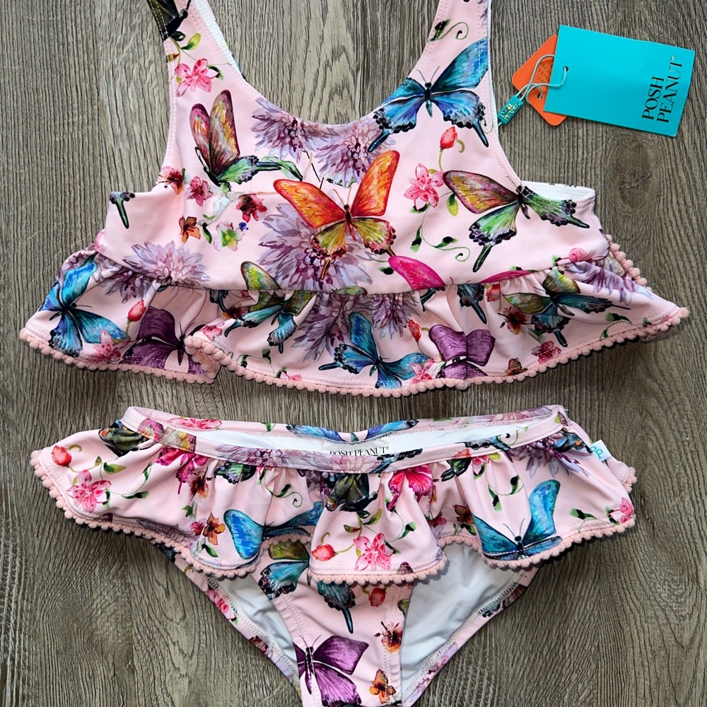 Posh Peanut Watercolor Butterfly Ruffled 2 Piece